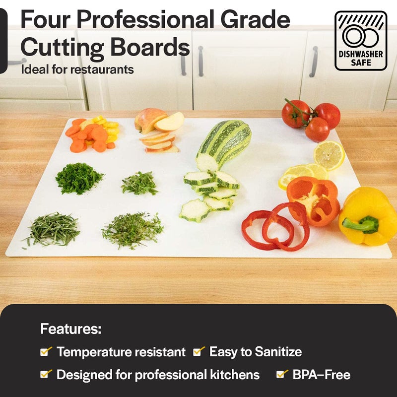 Thirteen Chefs Professional Cutting Board Mats 24 x 18 Inch - 4 Pack, Extra Large White Color, Flexible Plastic made from Heavy Duty HDPE (1/16" Thick) - Image 2